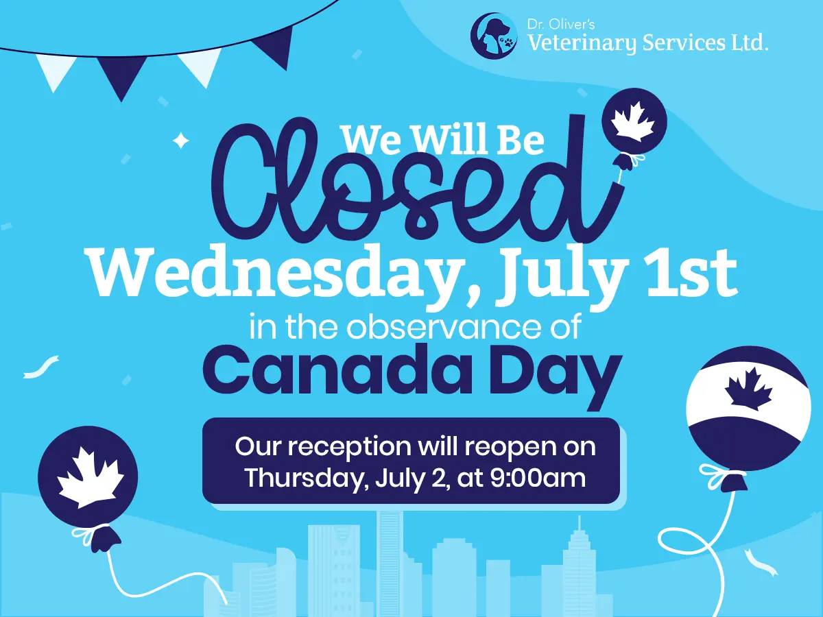 We will be closed for Canada Day on Wednesday, July 1.